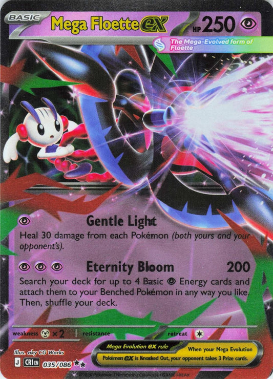 2026 POKEMON MEGA FLOETTE EX 035/086 DOUBLE RARE CHAOS RISING HOLO NEAR MINT