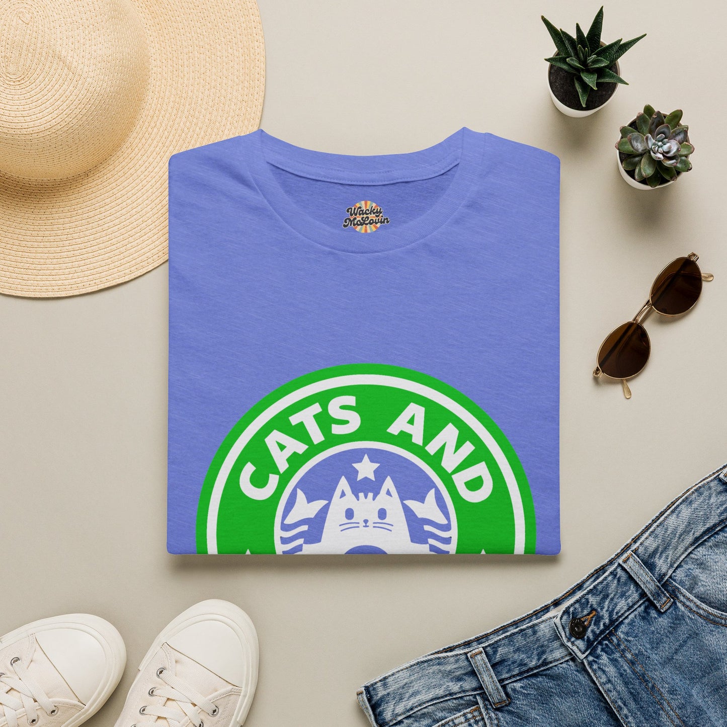 Cats And Coffee Retro Café Tee