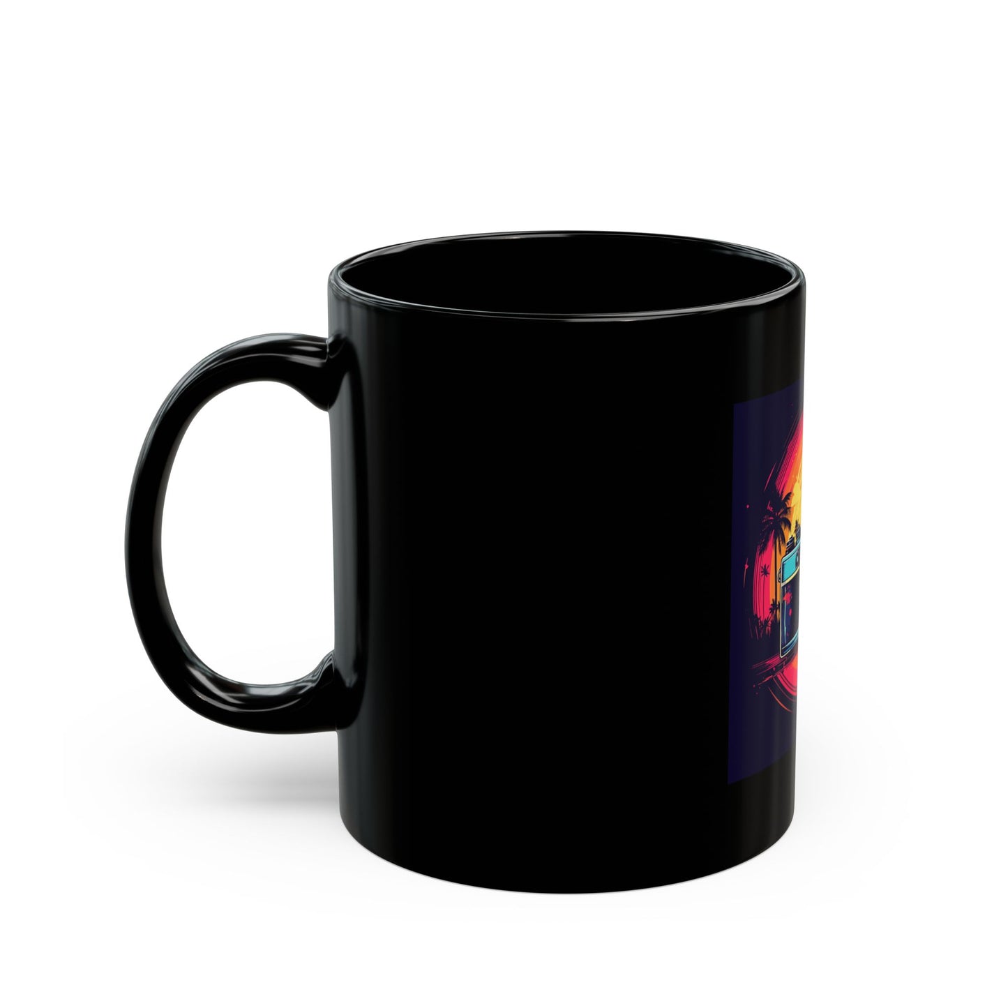 Retro Camera Sunset Black Mug