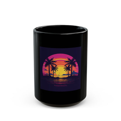 Neon Lagoon Black Mug