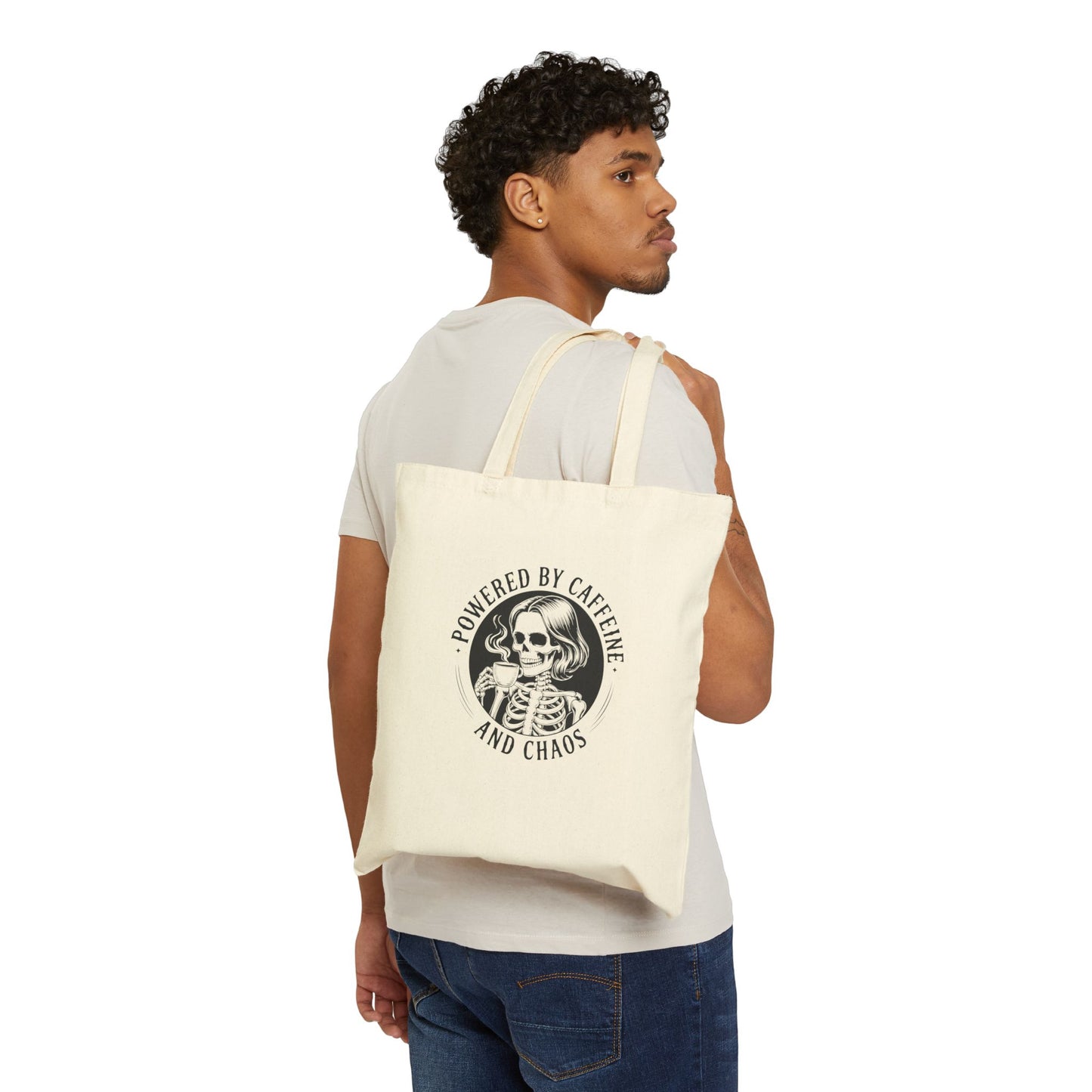 Powered by Caffeine and Chaos Canvas Tote Bag