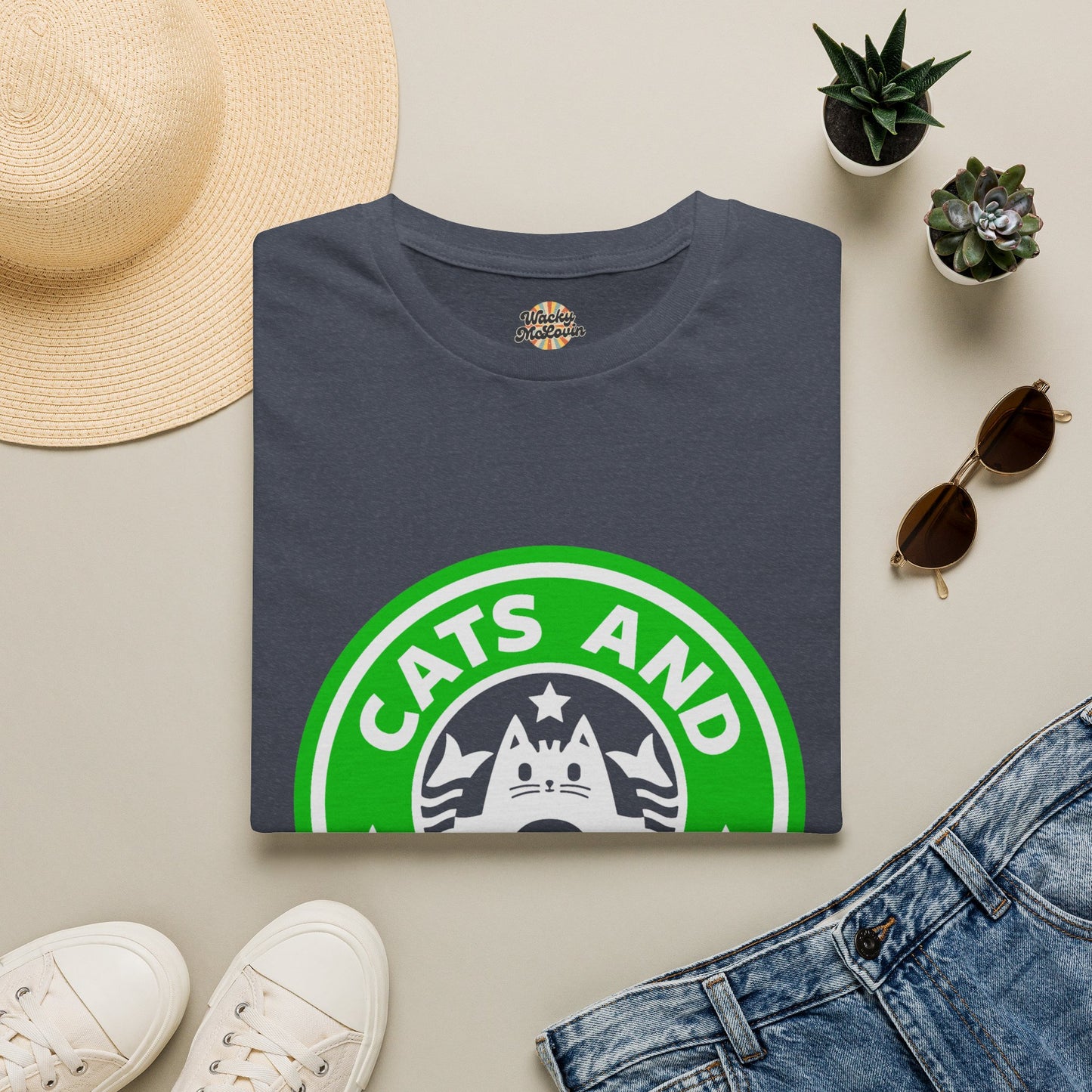 Cats And Coffee Retro Café Tee
