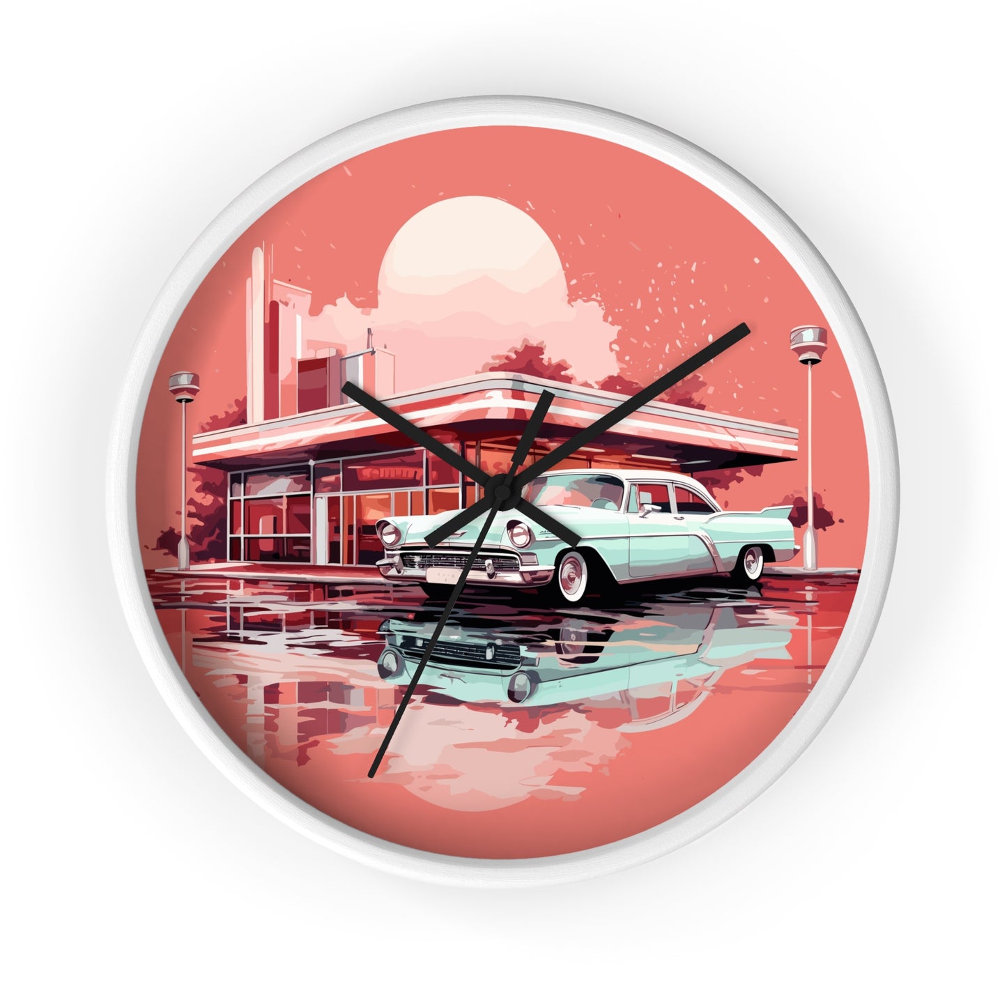 Chrome & Neon Diner Wall Clock