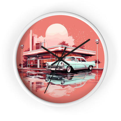 Chrome & Neon Diner Wall Clock