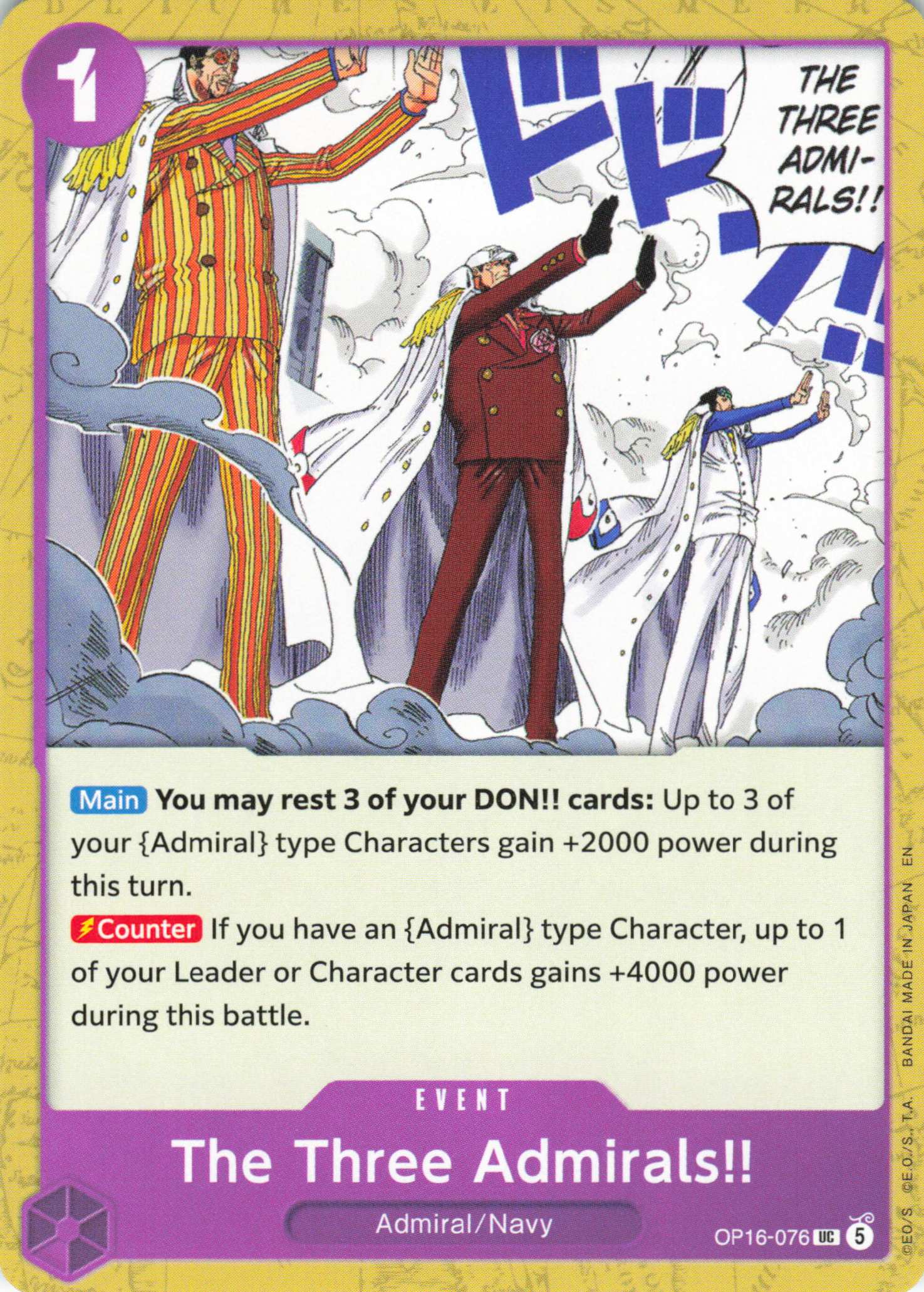 The Time of Battle #OP16-076 The Three Admirals!!