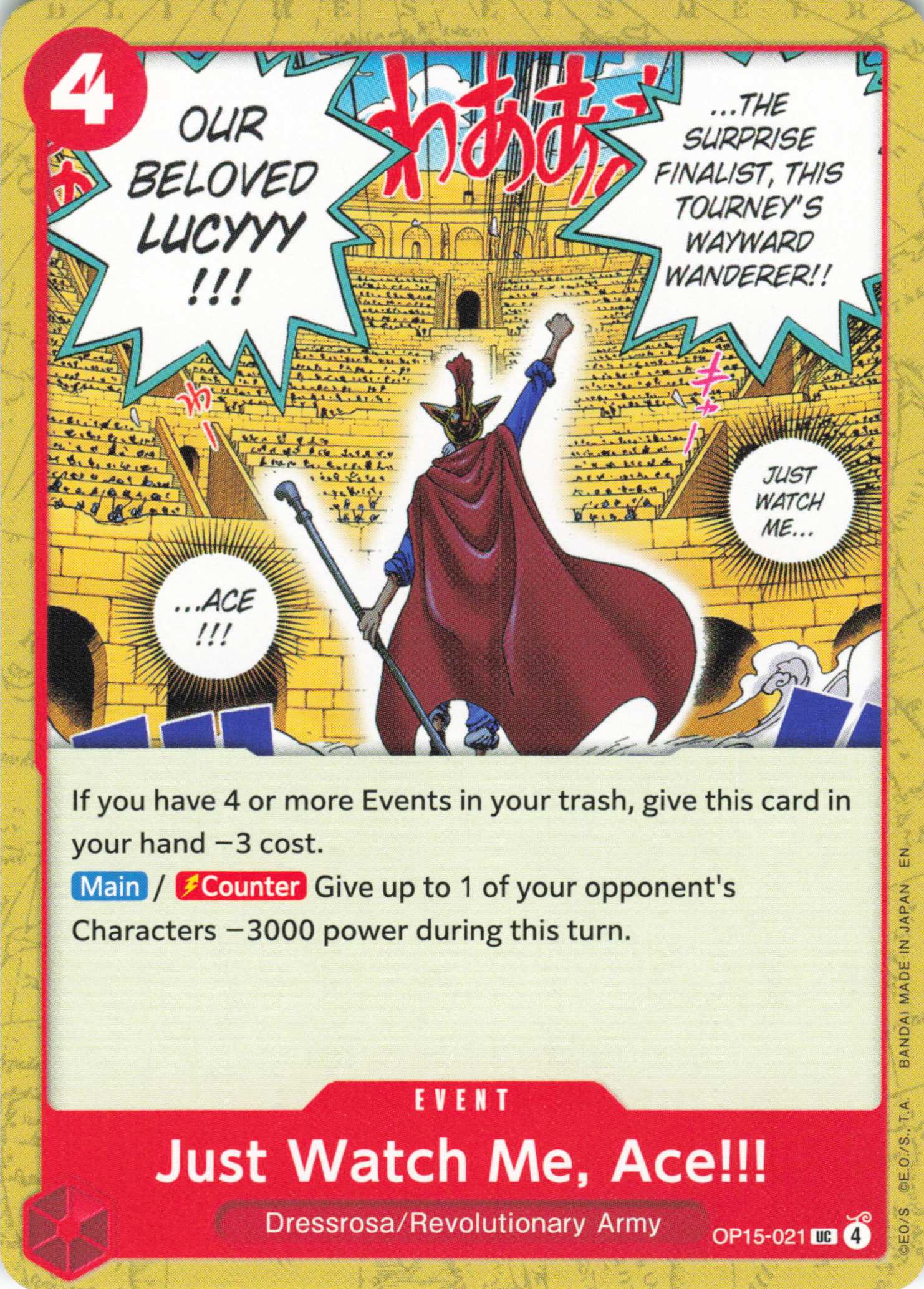 Adventure on Kami's Island Release Event Cards #OP15-021 Just Watch Me, Ace!!!