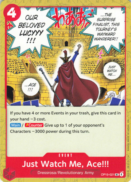 Adventure on Kami's Island Release Event Cards #OP15-021 Just Watch Me, Ace!!!