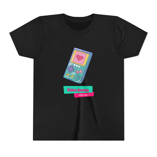 Video Games Love Em youth tee with retro print