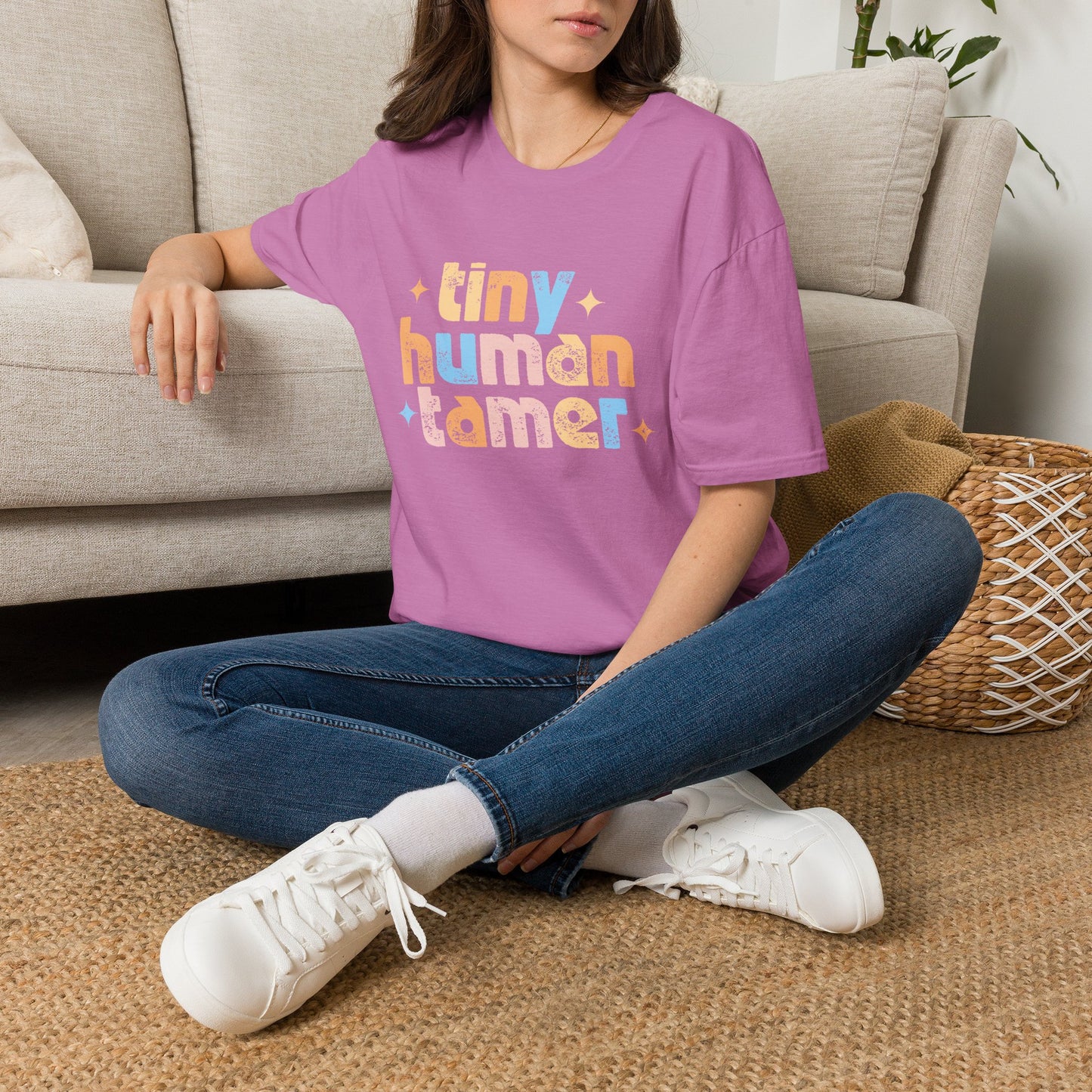 Tiny Human Tamer Retro Parenting Tee