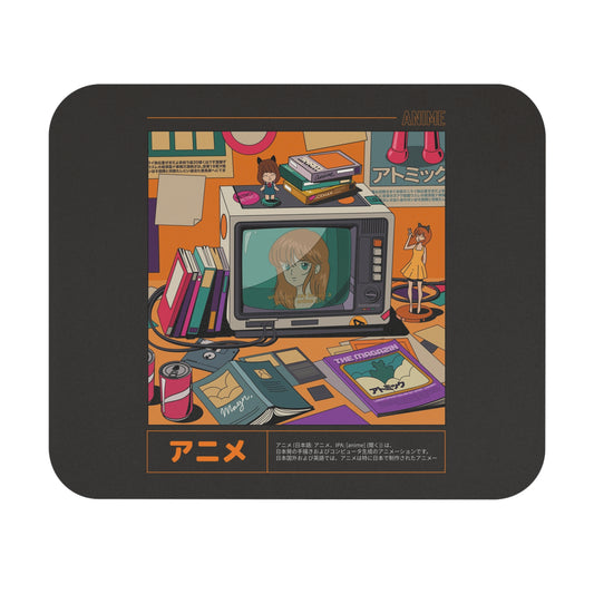 Anime Den retro anime room mouse pad on charcoal ground
