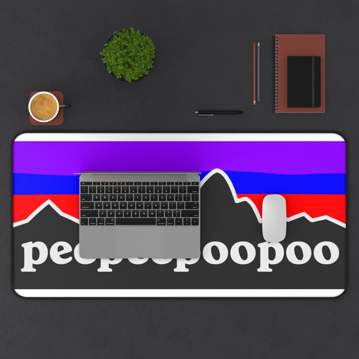 PeePeePooPoo Funny Desk Mat | Gamer Mouse Pad | Parody Outdoor Style Desk Pad | Gaming Setup Desk Mat