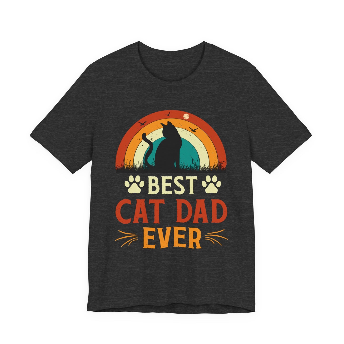 Best Cat Dad Ever Retro Sunset Tee