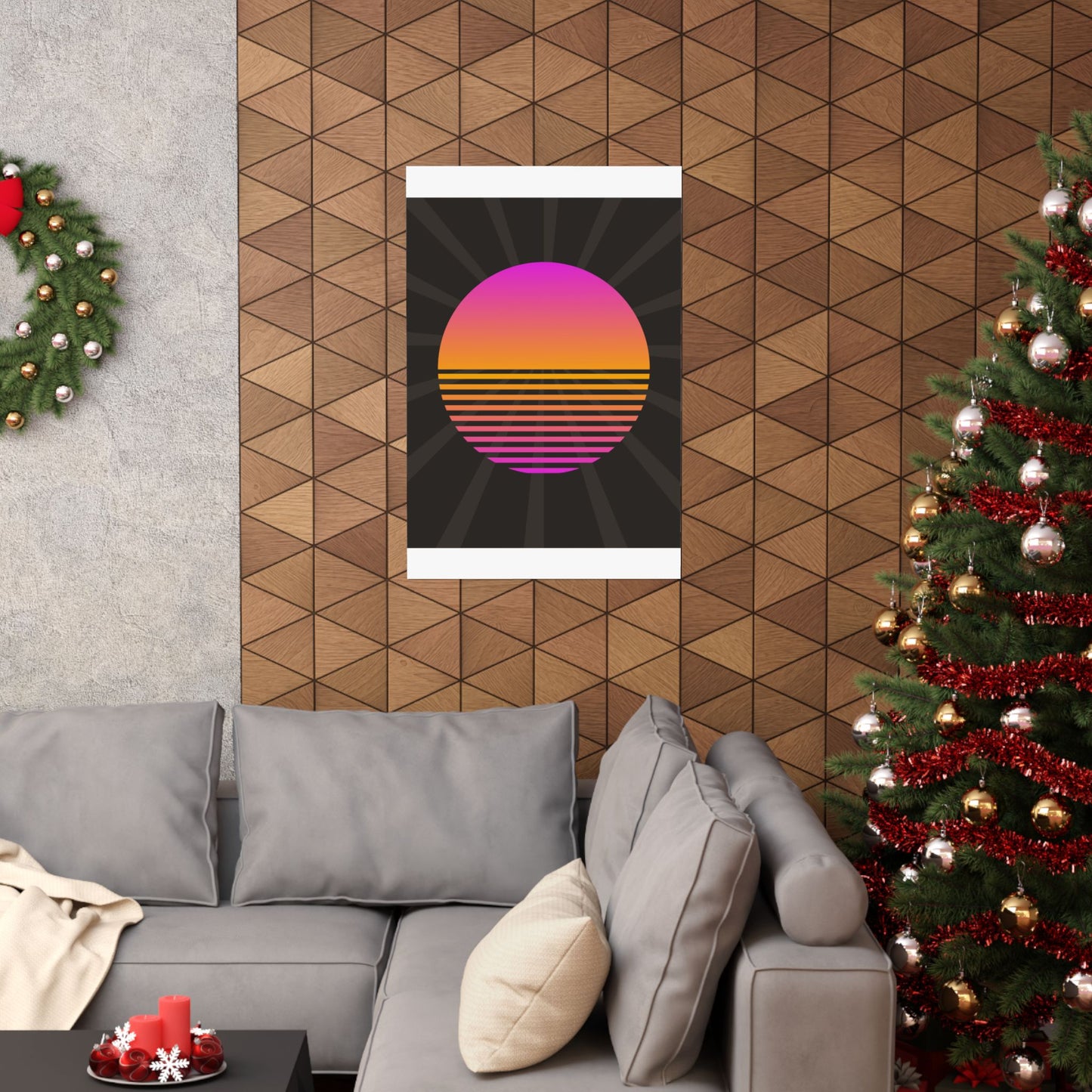 Sunset Grid Retro Poster