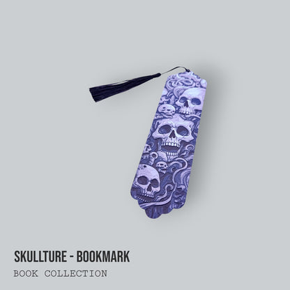 Bookmark Collection – Skull Garden Set, Skullture, Nightpetal, Great Wave – Gothic & Artistic Bookmarks with Tassels
