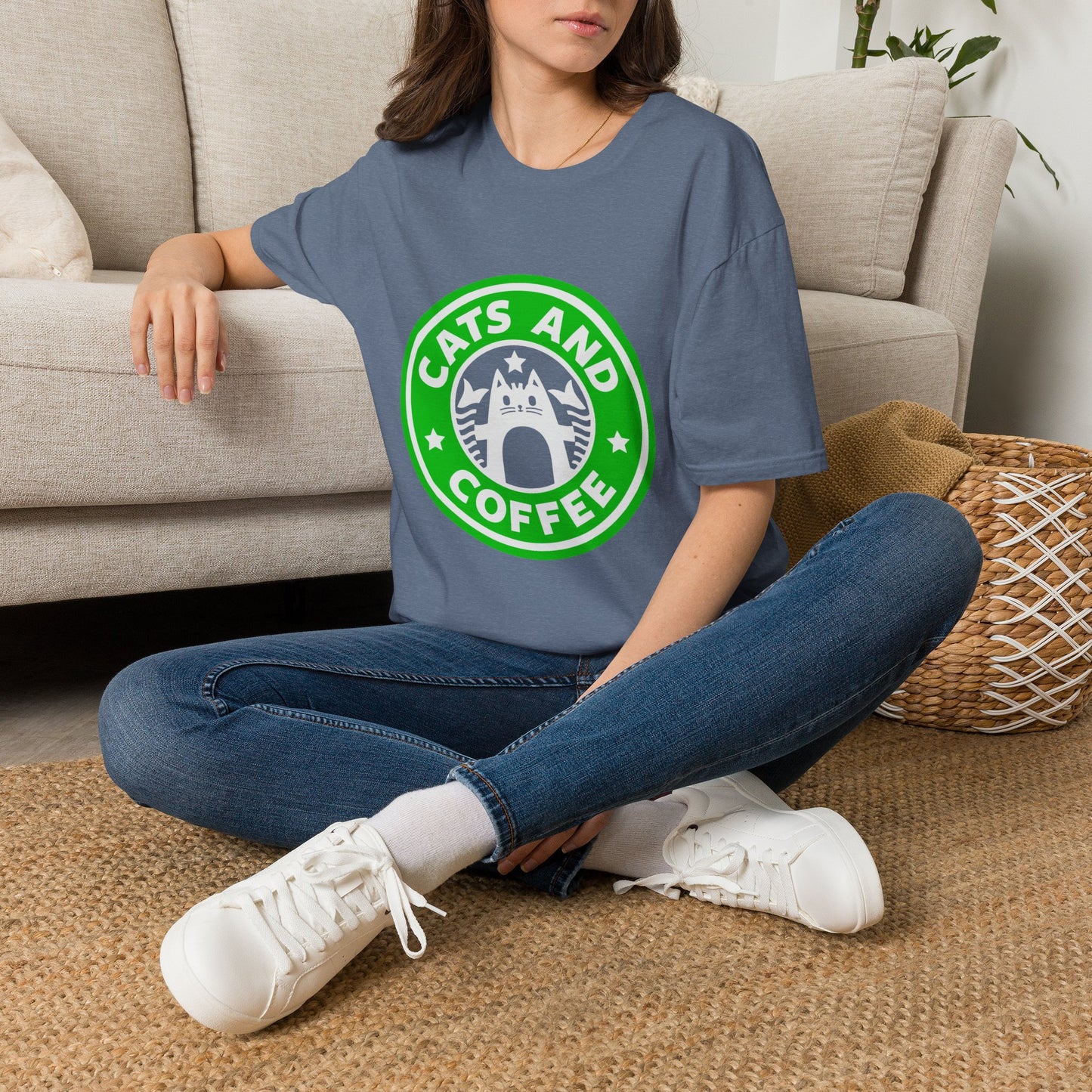 Cats And Coffee Retro Café Tee