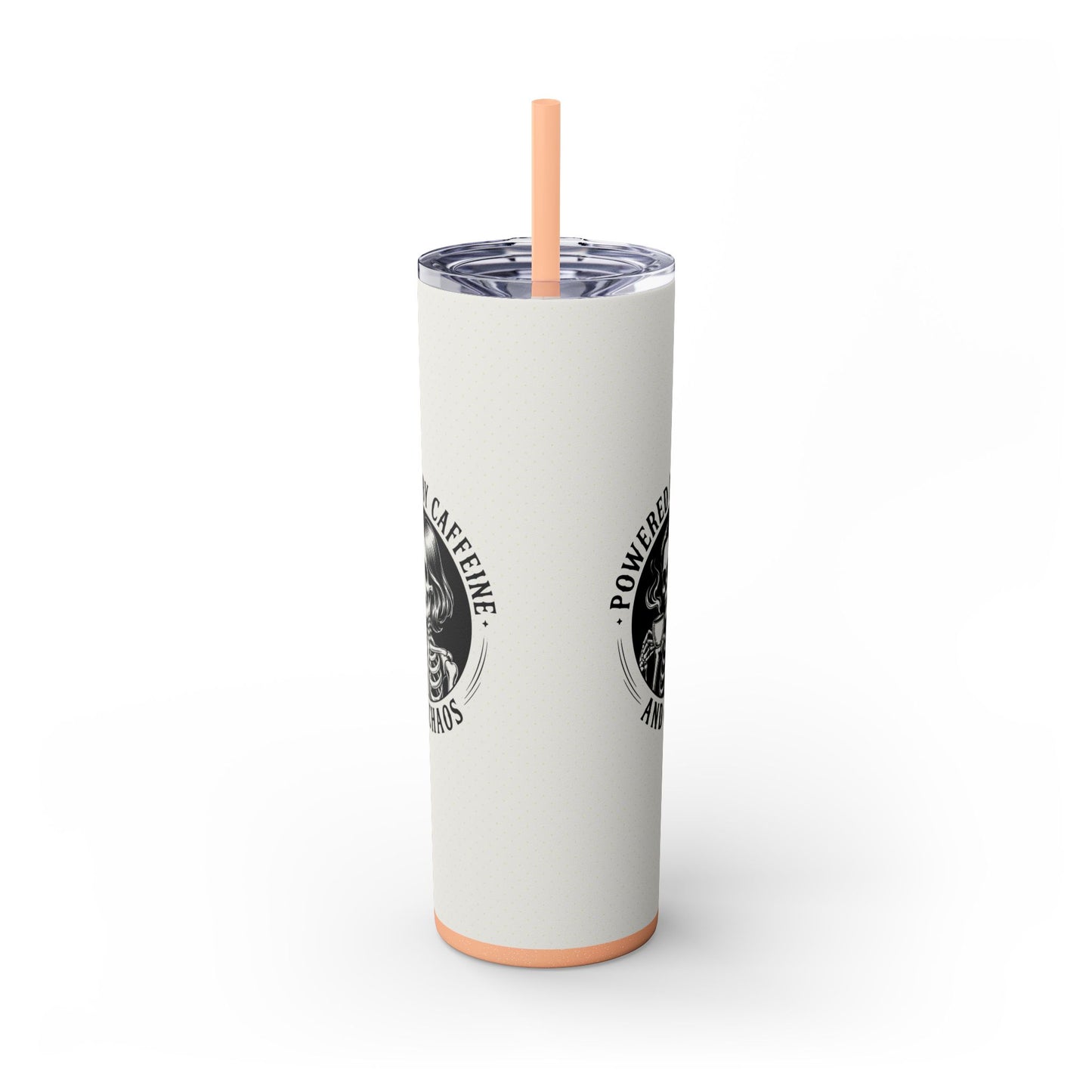 Powered by Caffeine and Chaos 20oz Skinny Tumbler