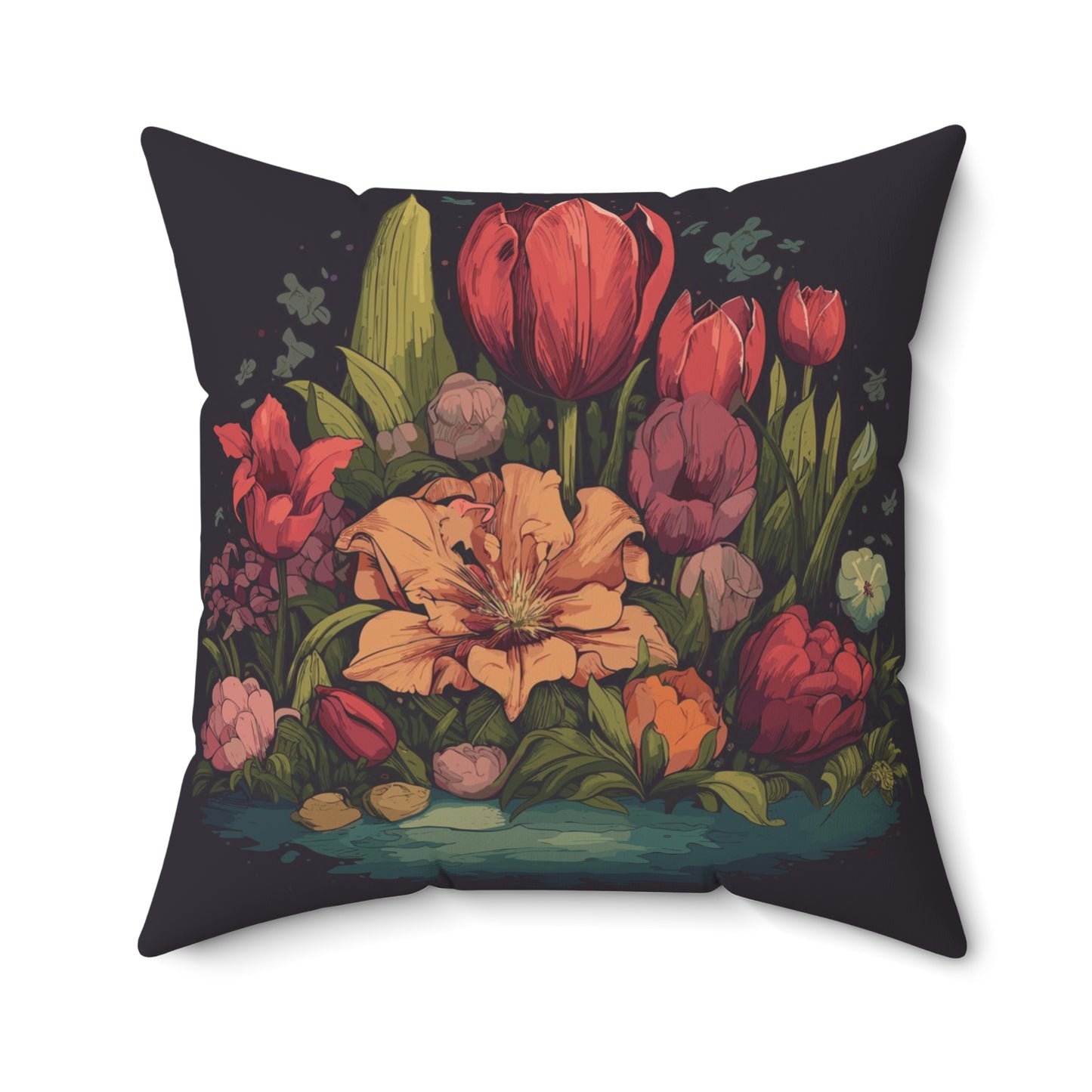 Tulip Garden Throw Pillow