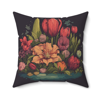 Tulip Garden Throw Pillow
