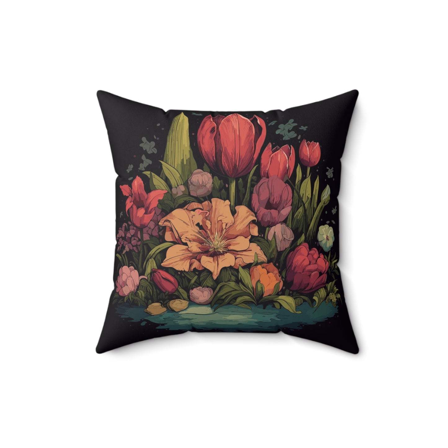Tulip Garden Throw Pillow