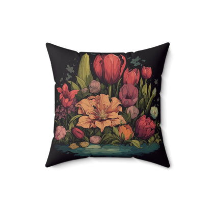 Tulip Garden Throw Pillow