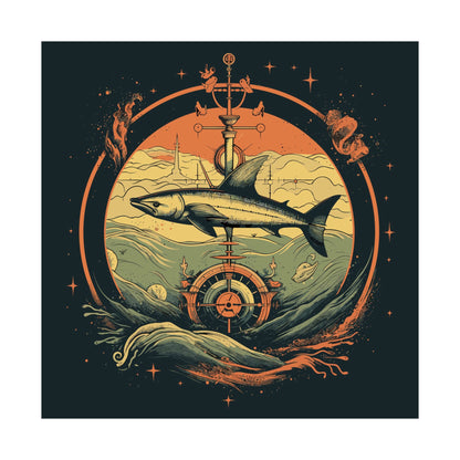 Shark Compass Square Art Print