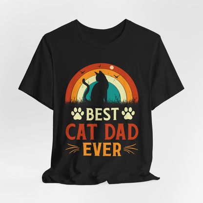 Best Cat Dad Ever Retro Sunset Tee