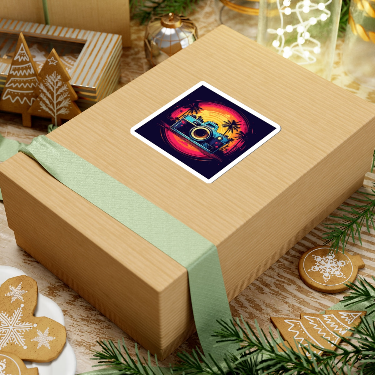 Retro Camera Sunset Sticker