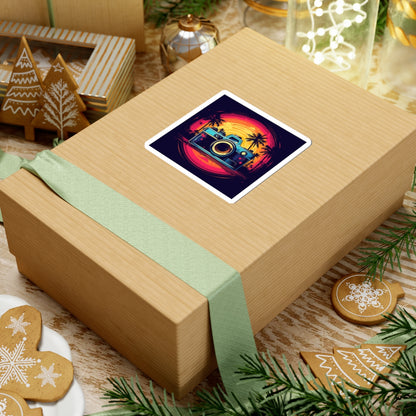 Retro Camera Sunset Sticker