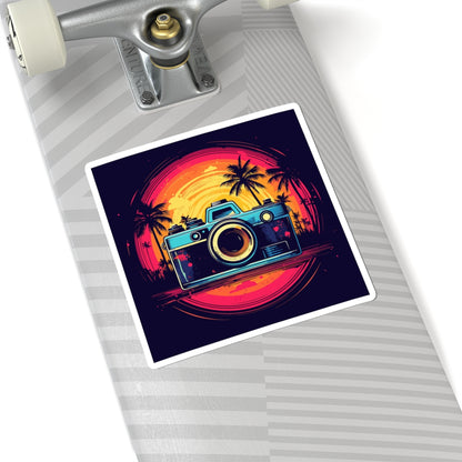Retro Camera Sunset Sticker