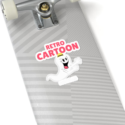 Retro Cartoon Ghost Kiss-Cut Sticker
