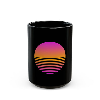 Sunset Grid Black Mug