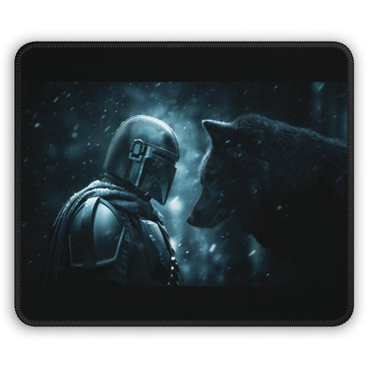 Galactic Hunter & Wolf Mouse Pad | Cinematic Sci-Fi Desk Mat | Gamer Setup Upgrade