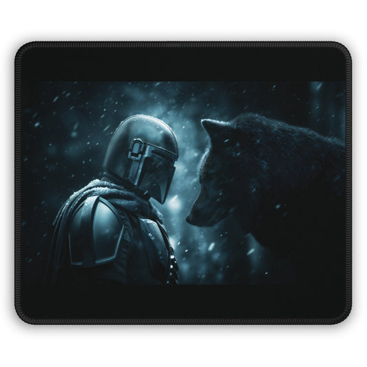 Galactic Hunter & Wolf Mouse Pad | Cinematic Sci-Fi Desk Mat | Gamer Setup Upgrade