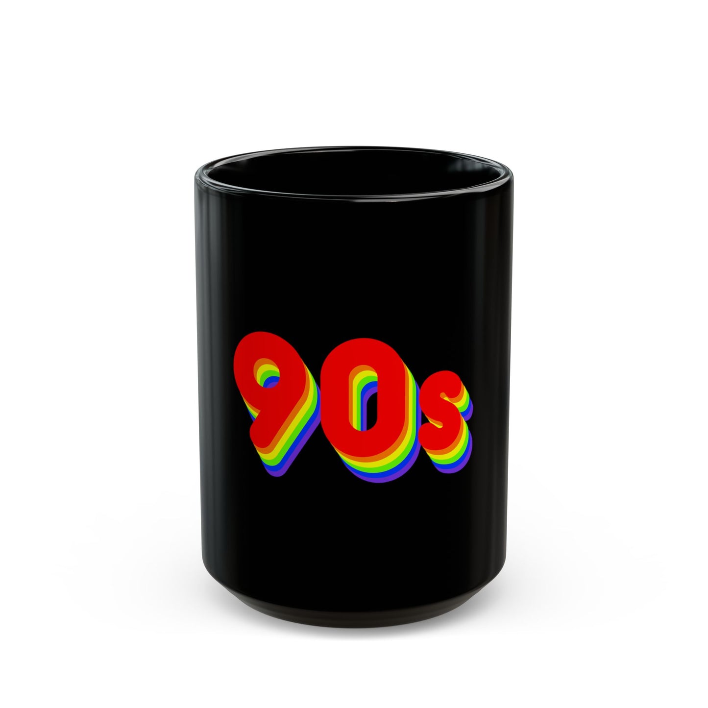 90's Rainbow Black Mug