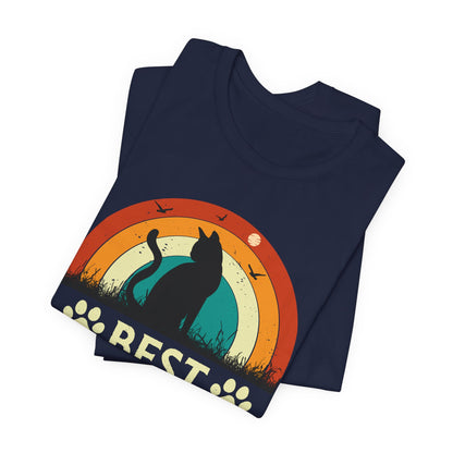 Best Cat Dad Ever Retro Sunset Tee