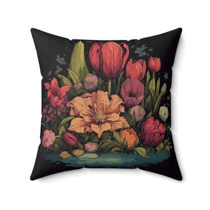 Tulip Garden Throw Pillow