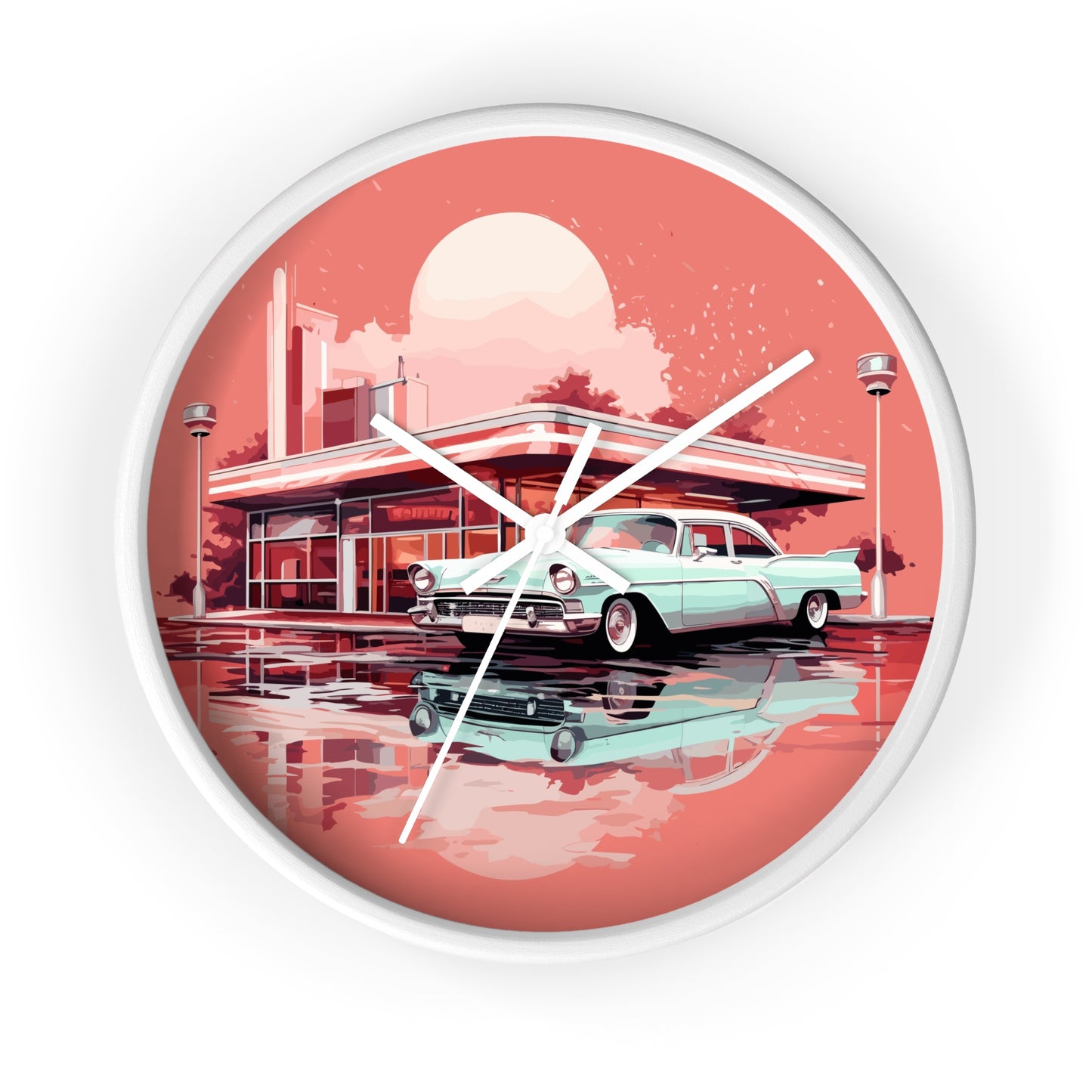 Chrome & Neon Diner Wall Clock