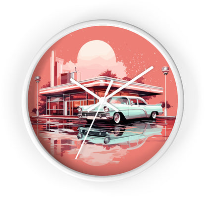 Chrome & Neon Diner Wall Clock