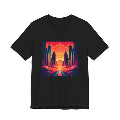 Twin Palms retro vintage art unisex t-shirt with retro tropical palms design
