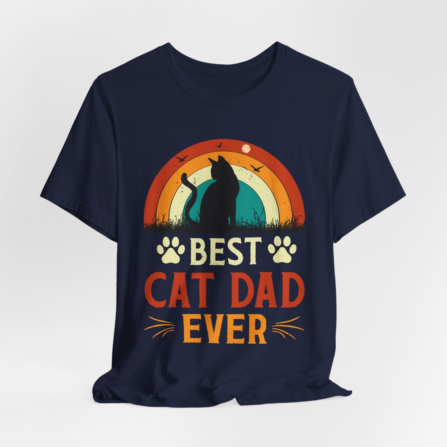 Best Cat Dad Ever Retro Sunset Tee