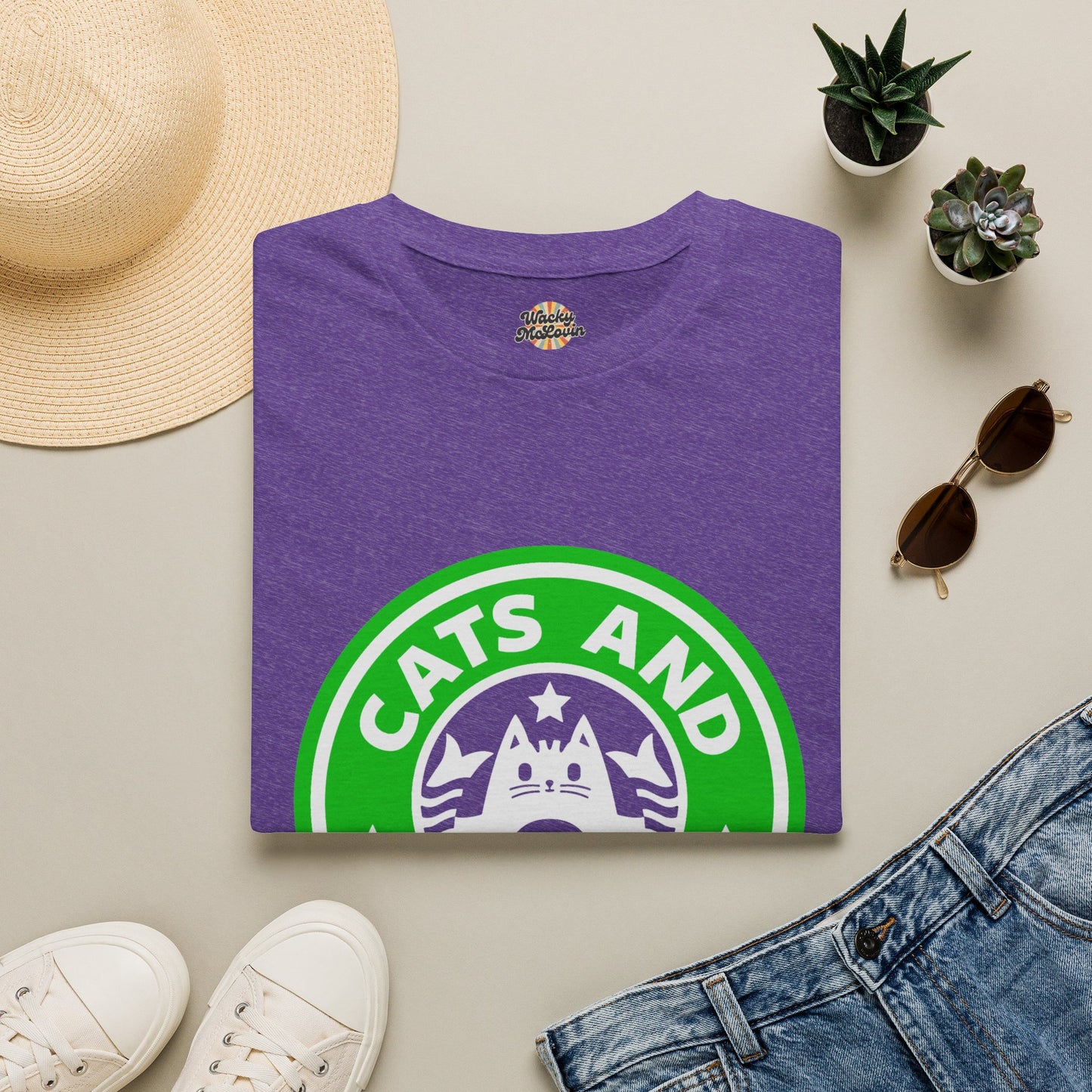 Cats And Coffee Retro Café Tee
