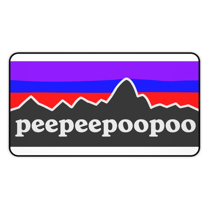 PeePeePooPoo Funny Desk Mat | Gamer Mouse Pad | Parody Outdoor Style Desk Pad | Gaming Setup Desk Mat