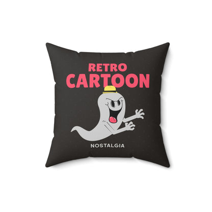 Retro Cartoon Ghost Throw Pillow
