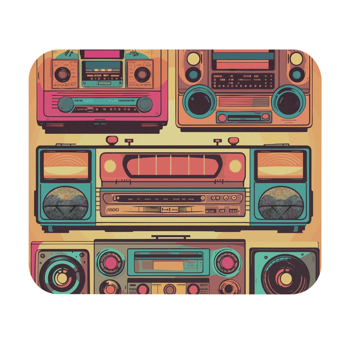 Boombox Collection retro vintage art mouse pad with retro boombox radio design