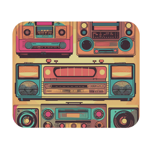 Boombox Collection retro vintage art mouse pad with retro boombox radio design