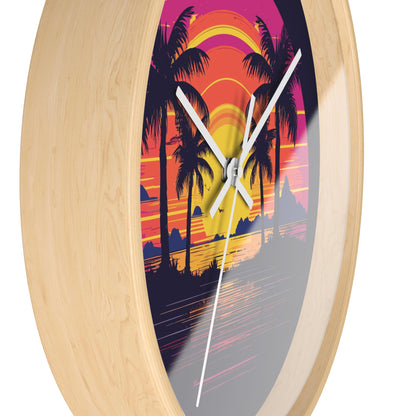 Neon Lagoon Wall Clock
