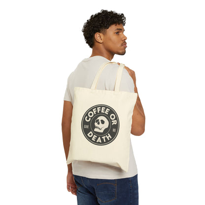 Coffee or Give Me Death Tote Bag | Funny Coffee Lover Reusable Bag | Barista Humor Tote | Coffee Addict Grocery Bag