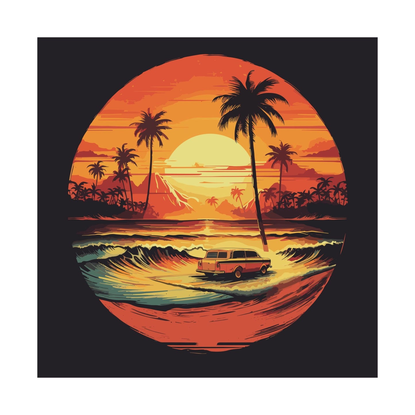 Beach Cruiser Nights Square Art Print