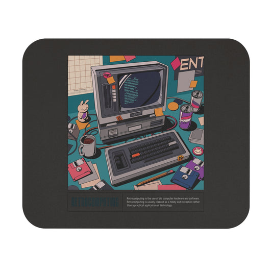 Retro Computing vintage computer mouse pad on charcoal ground