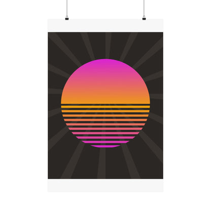 Sunset Grid Retro Poster